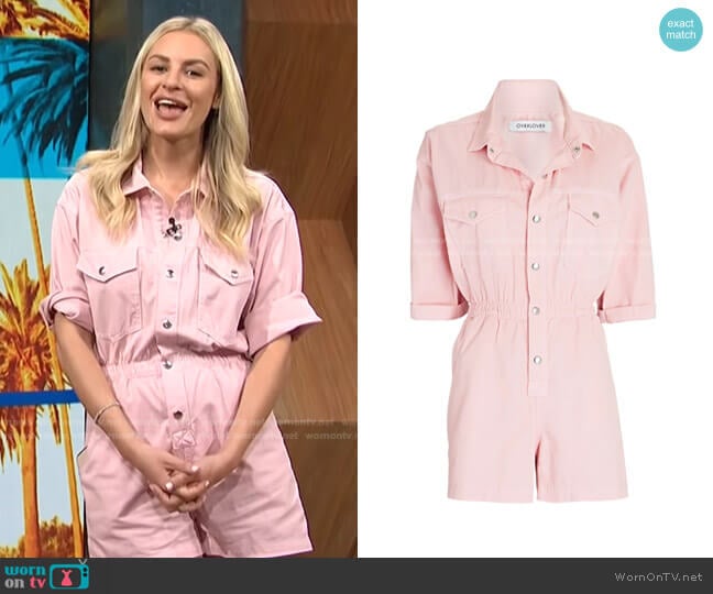 Virginia Short Sleeve Cotton Romper by Overlover worn by Morgan Stewart on E! News