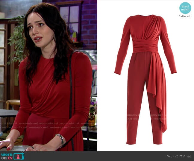 Paisie Draped Jumpsuit worn by Tessa Porter (Cait Fairbanks) on The Young and the Restless