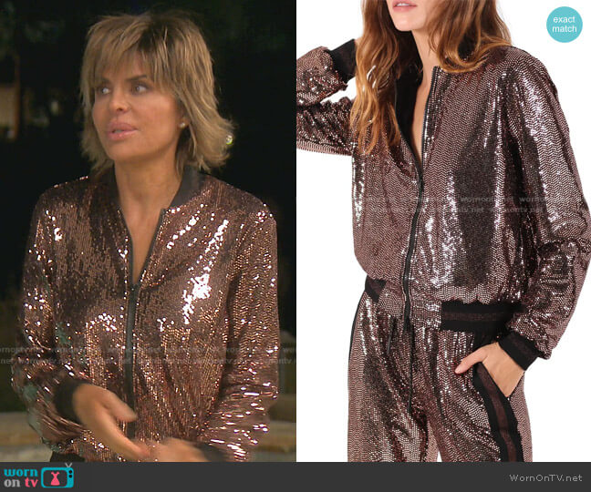 Rose Mirror Ball Jacket by Pam & Gela worn by Lisa Rinna on The Real Housewives of Beverly Hills