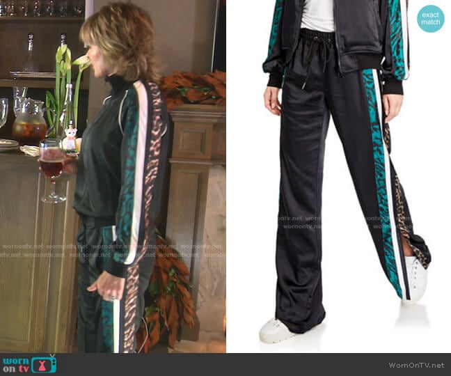 Silky Side-Slit Track Pants by Pam & Gela worn by Lisa Rinna on The Real Housewives of Beverly Hills