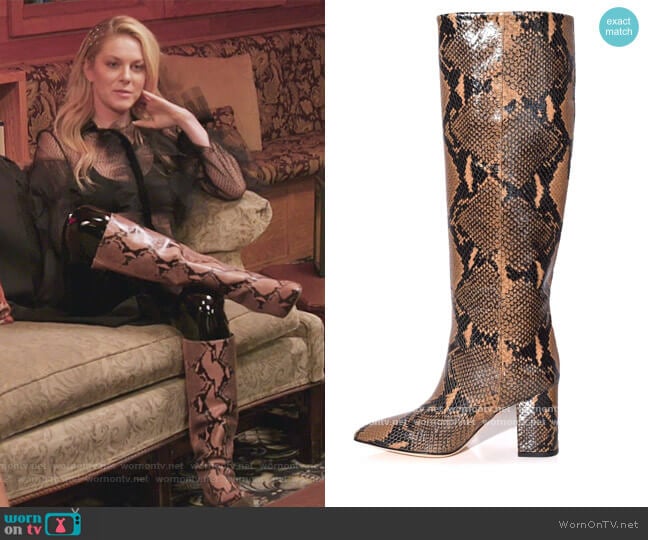 Python Print High Boot in Camel by Paris Texas worn by Leah McSweeney on The Real Housewives of New York City