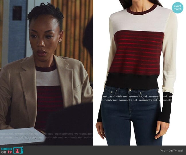 Marissa Contrast Stripe Sweater by Rag & Bone worn by Charmaine Bingwa on The Good Fight worn by Carmen Moyo (Charmaine Bingwa) on The Good Fight