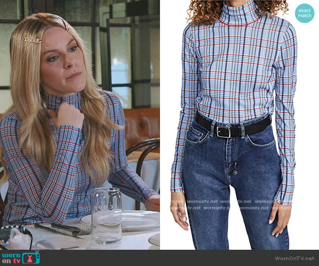 Plaid Shaw Turtleneck by Rag and Bone worn by Leah McSweeney on The Real Housewives of New York City