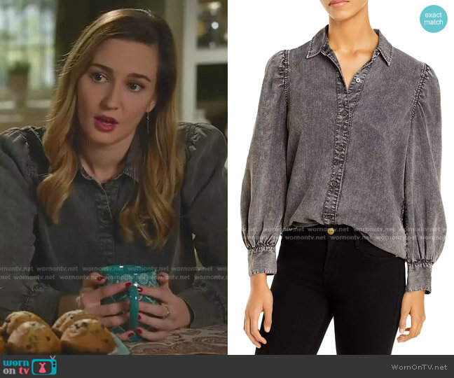 Angelica Chambray Shirt by Rails worn by Joy Harper (Katherine Barrell) on Good Witch