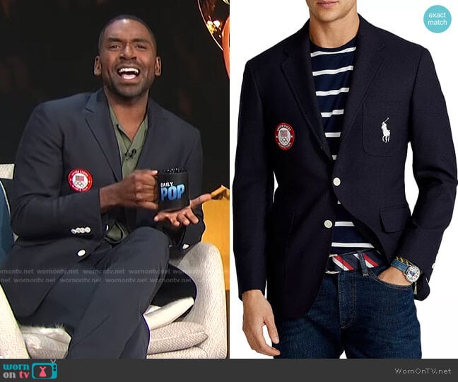 Team USA Opening Ceremony Slim Fit Blazer by Ralph Lauren x Team USA worn by Justin Sylvester on E! News