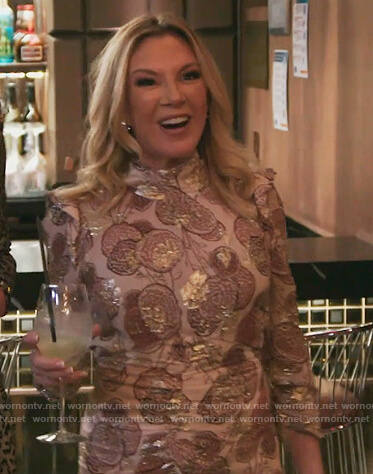 Ramona’s pink metallic floral dress on The Real Housewives of New York City