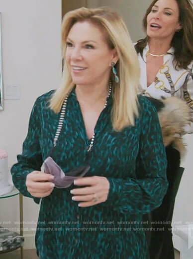 Ramona’s green leopard print blouse on The Real Housewives of New York City