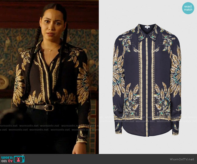 Reiss Tiff Blouse worn by Macy Vaughn (Madeleine Mantock) on Charmed