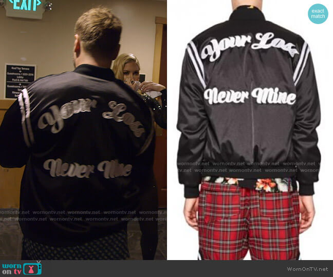 Rhude Your Loss Never Mine Satin Bomber Jacket worn by Spencer Pratt (Spencer Pratt) on The Hills New Beginnings