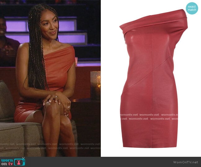 Athena one-shoulder fitted dress by Rick Owens worn by Tayshia Adams on The Bachelorette