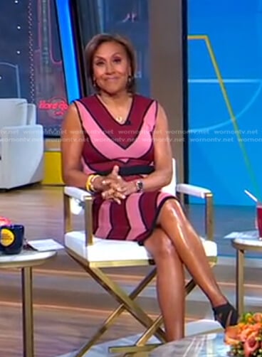 Robin’s red and pink chevron striped dress on Good Morning America