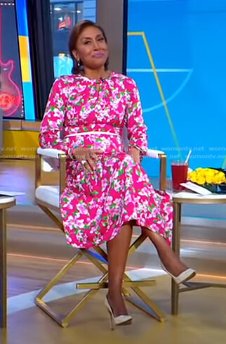 Robin's pink floral keyhole dress on Good Morning America