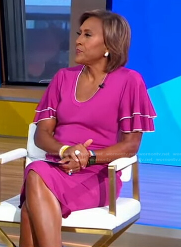 Robin's pink ruffle sleeve dress on Good Morning America