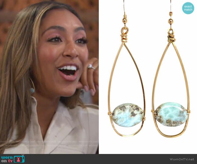 Lumeria Earrings by Robyn Rhodes worn by Tayshia Adams on The Bachelorette