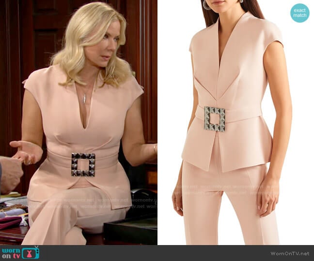 Safiyaa Sofi Belted Top worn by Brooke Logan (Katherine Kelly Lang) on The Bold and the Beautiful