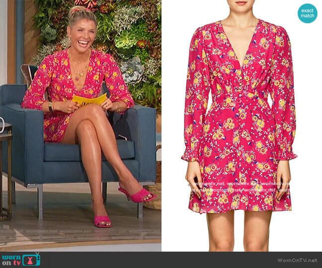 Floral v-neck Dress by Saloni worn by Amanda Kloots on The Talk