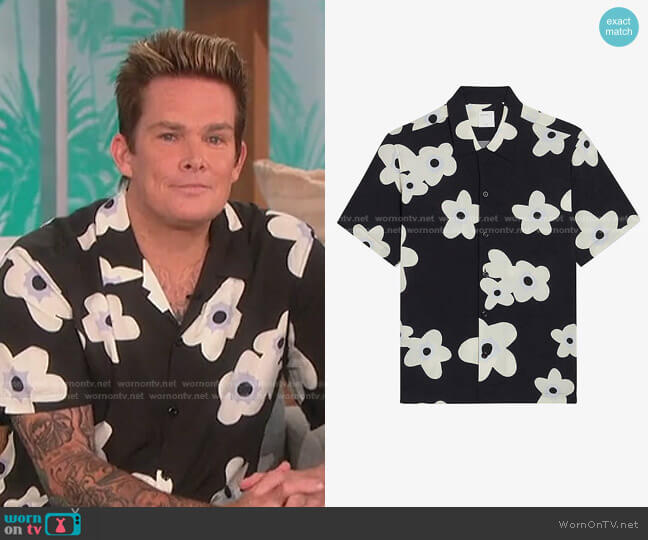 Bloom Floral-Print Woven Shirt by Sandro worn by Mark McGrath on The Talk