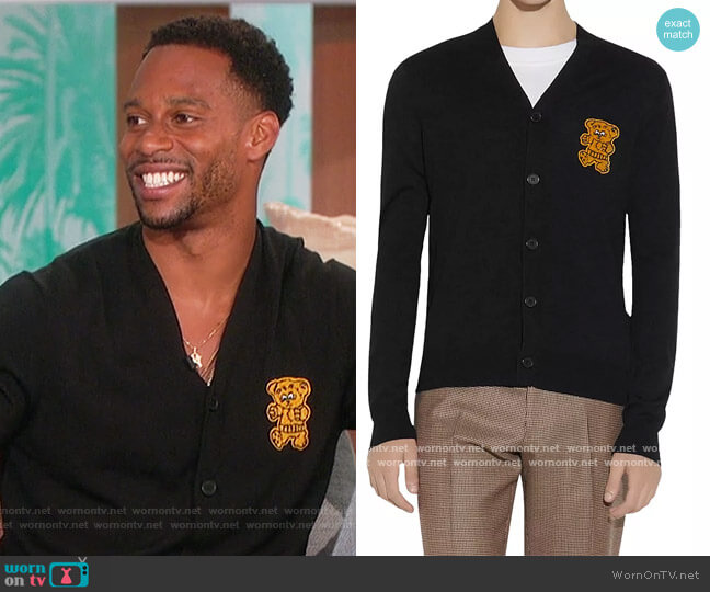 Teddy Bear Cardigan by Sandro worn by Victor Cruz on The Talk