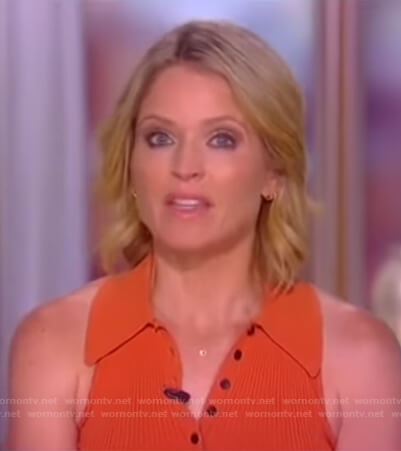 Sara’s orange sleeveless polo top on The View