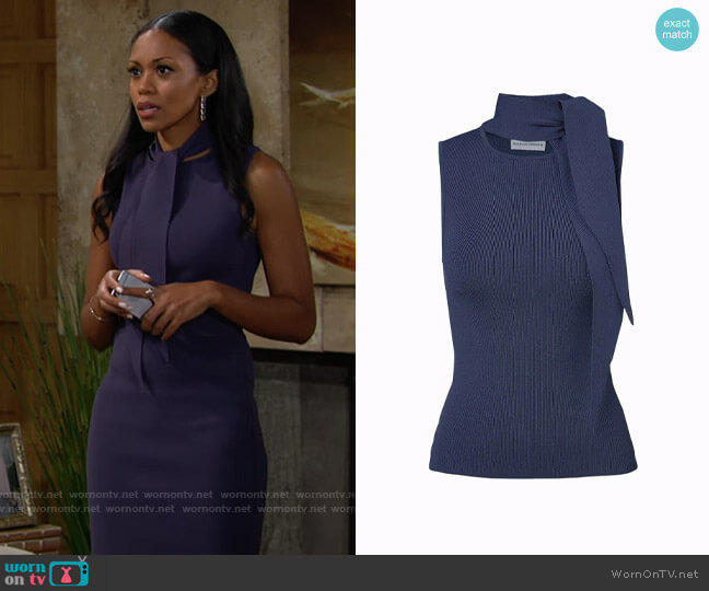 WornOnTV: Amanda’s blue sleeveless tie neck dress on The Young and the ...