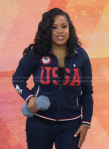 Sheinelle’s navy and red USA track jacket on Today