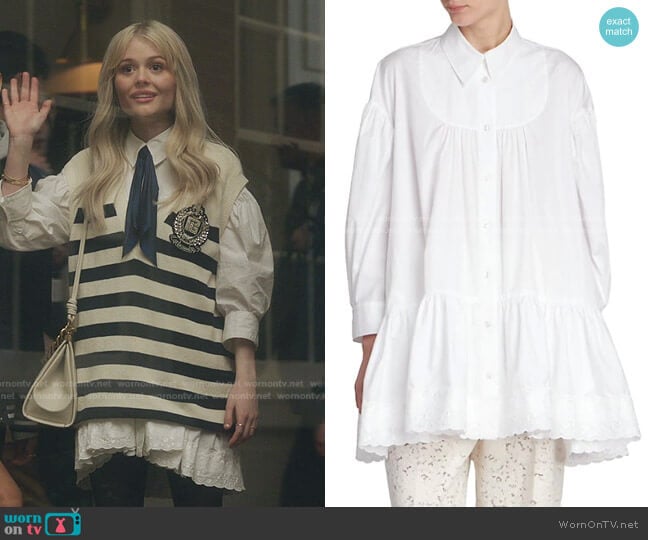 Gathered Peplum Shirt by Simone Rocha worn by Audrey Hope (Emily Alyn Lind) on Gossip Girl