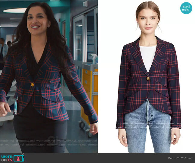 WornOnTV: Kate’s navy plaid blazer on Nurses | Rachael Ancheril ...