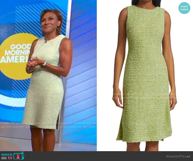 WornOnTV: Robin’s green sleeveless tweed dress on Good Morning America ...