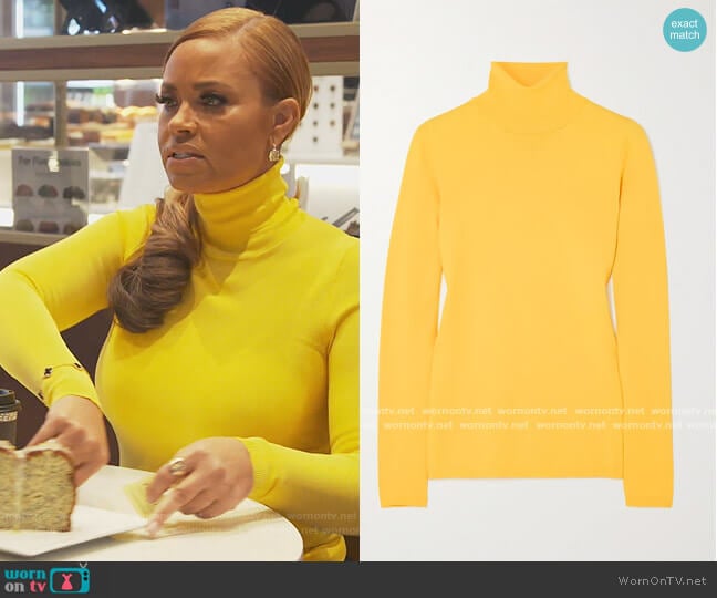 Knitted turtleneck sweater by Stella McCartney worn by Gizelle Bryant on The Real Housewives of Potomac