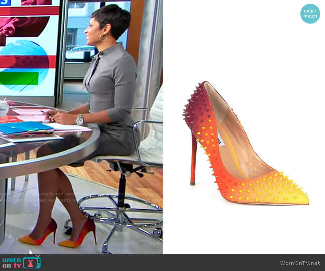 Steve Madden Vala-S Multicolored Studded Pumps worn by Jericka Duncan on CBS Mornings