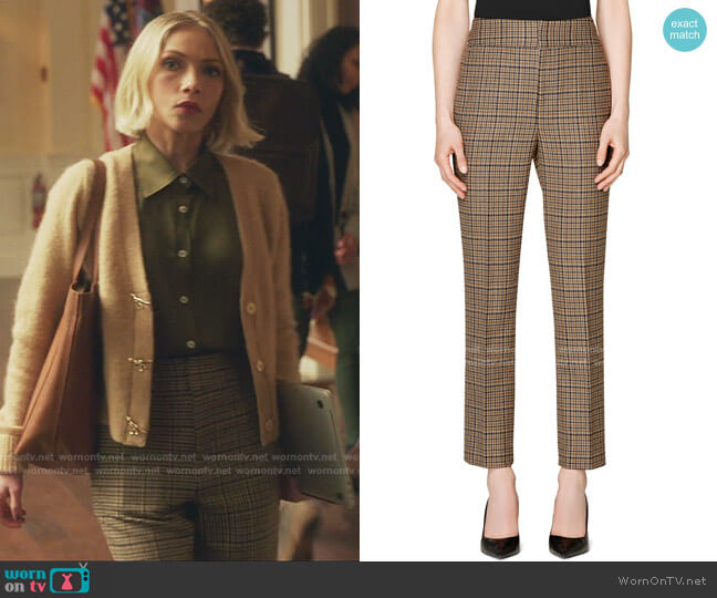 Classic Houndstooth High Waist Wool & Cashmere Trousers by Suistudio worn by Kate Keller (Tavi Gevinson) on Gossip Girl