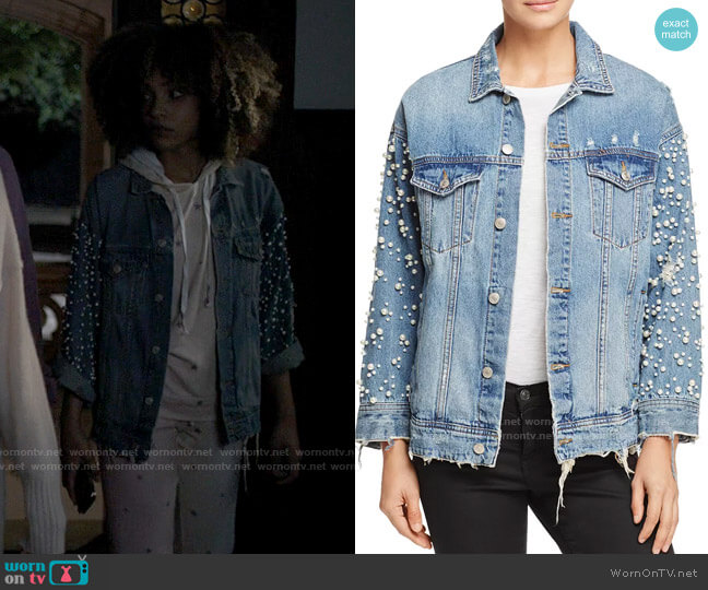 Sunset & Spring Embellished Denim Jacket worn by Rowena (Ashley Martin Carter) on American Horror Stories