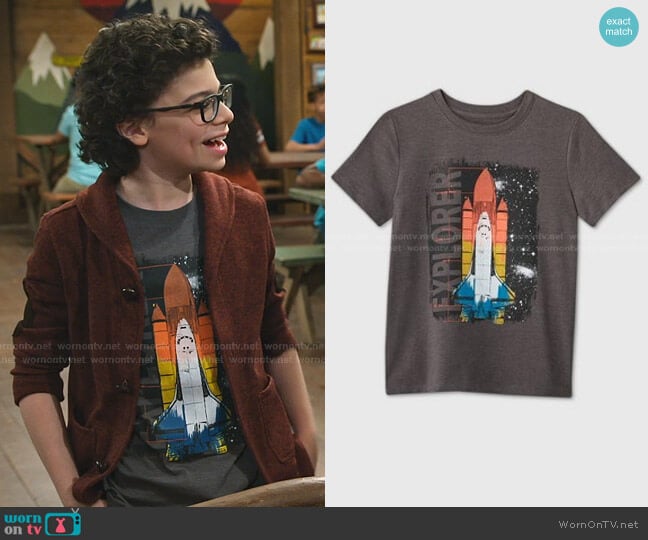 Rocket Explorer Graphic T-Shirt by Cat & Jack at Target worn by Matteo Silva (Raphael Alejandro) on Bunkd