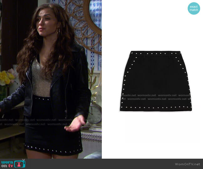 Studded Mini Skirt by The Kooples worn by Ciara Brady (Victoria Konefal) on Days of our Lives