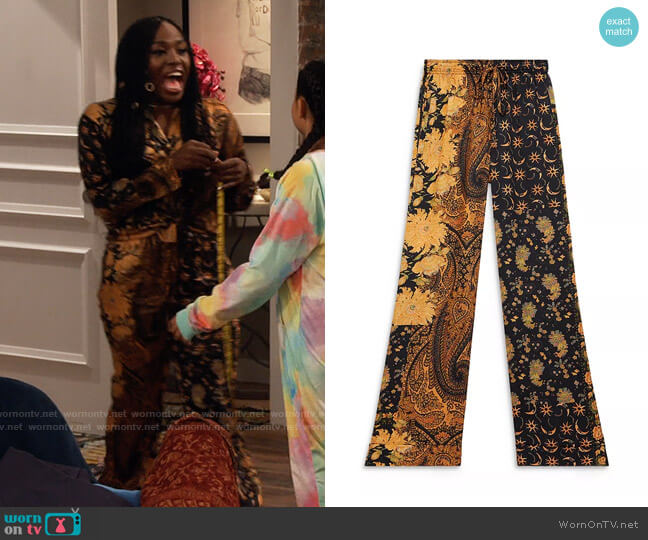 The Kooples Flowing Printed Pants worn by Harper (Laci Mosley) on iCarly