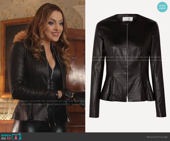 Anasta Leather Jacket by The Row worn by Fallon Carrington (Elizabeth Gillies) on Dynasty