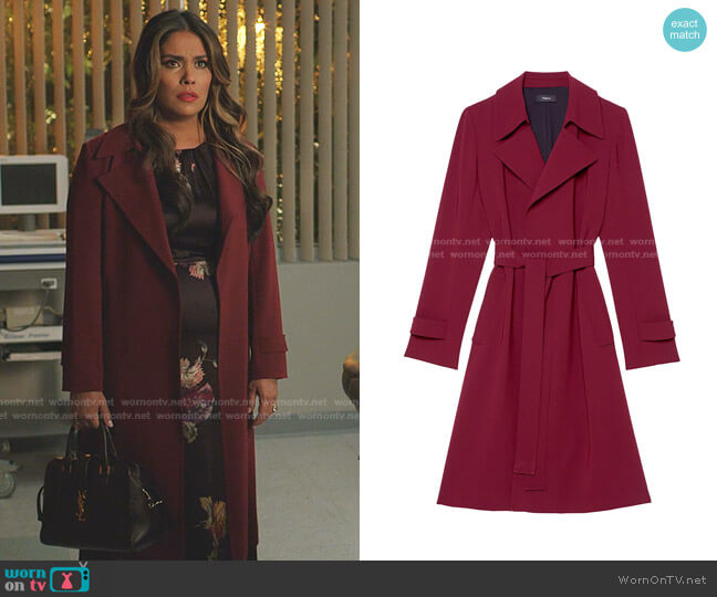 Oaklane Trench Coat by Theory worn by Cristal Jennings (Daniella Alonso) on Dynasty