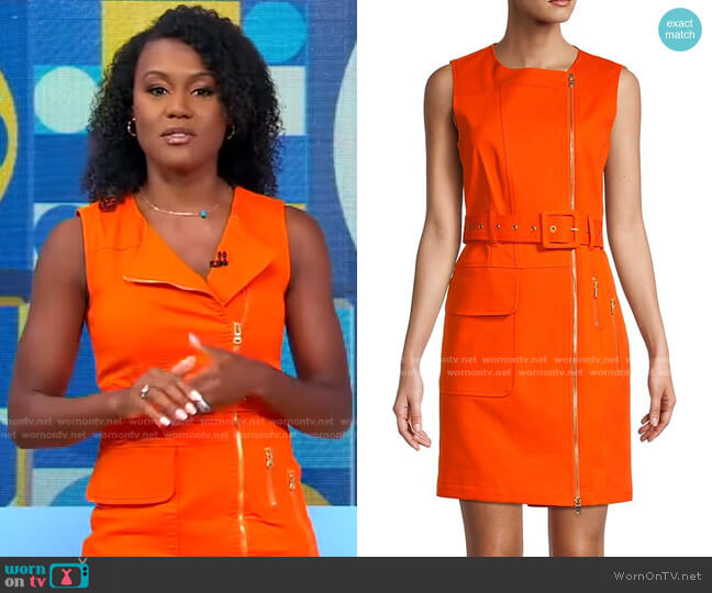 WornOnTV: Janai’s orange zip front dress on Good Morning America ...