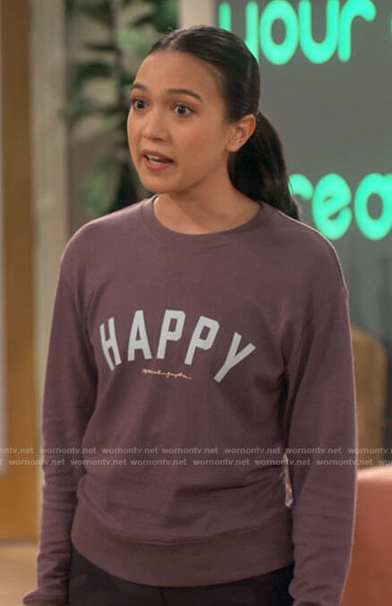 Toji’s purple HAPPY sweatshirt on iCarly