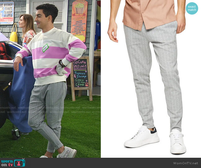 Pinstripe Joggers by Topman worn by Parker Preston (Trevor Tordjman) on Bunkd