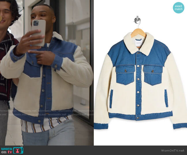 Topman Cut & Sew Fleece & Denim Jacket worn by James (Dyllon Burnside) on American Horror Stories