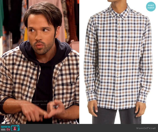 Topman Slim Fit Gingham Check Button-Up Shirt worn by Freddie Benson (Nathan Kress) on iCarly