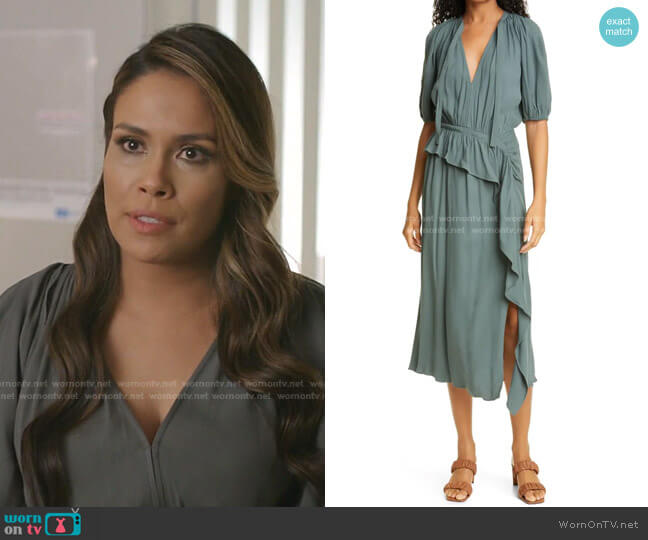 Leah Midi Dress by Ulla Johnson worn by Cristal Jennings (Daniella Alonso) on Dynasty