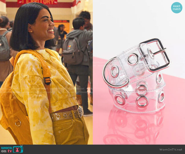 Clear Grommet Belt by Urban Outfitters worn by Megan Suri on Never Have I Ever