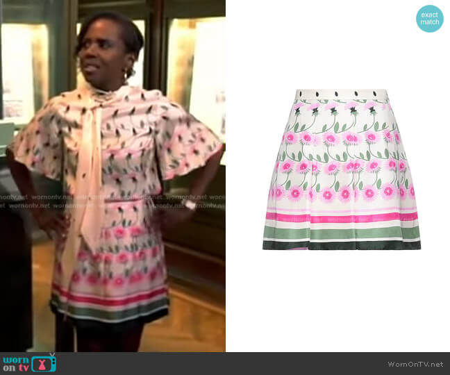 Floral Mini Skirt by Valentino worn by Deborah Roberts on Good Morning America