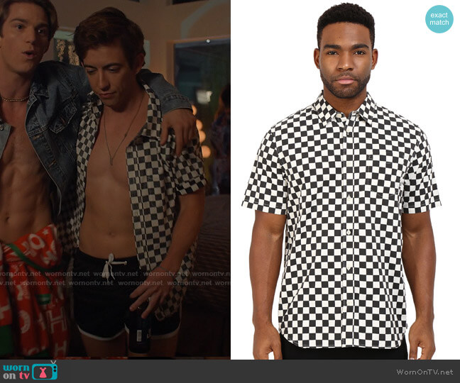 Vans Checkerboard Print Short-sleeve Button-down Shirt worn by Barry (Kevin McHale) on American Horror Stories