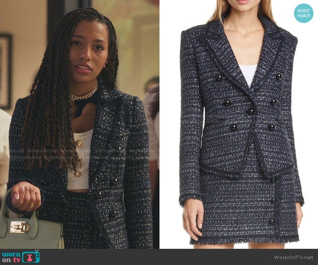 Cooke Tweed Dickey Jacket by Veronica Beard worn by Monet de Haan (Savannah Lee Smith) on Gossip Girl