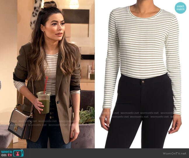 Vince Variegated Rib Stripe Print Top worn by Carly Shay (Miranda Cosgrove) on iCarly