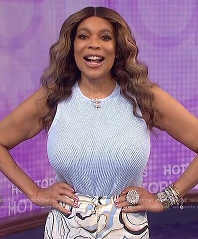 Wendy's blue mesh bodysuit on The Wendy Williams Show