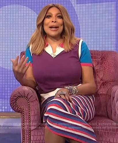 Wendy’s purple colorblock polo on The Wendy Williams Show